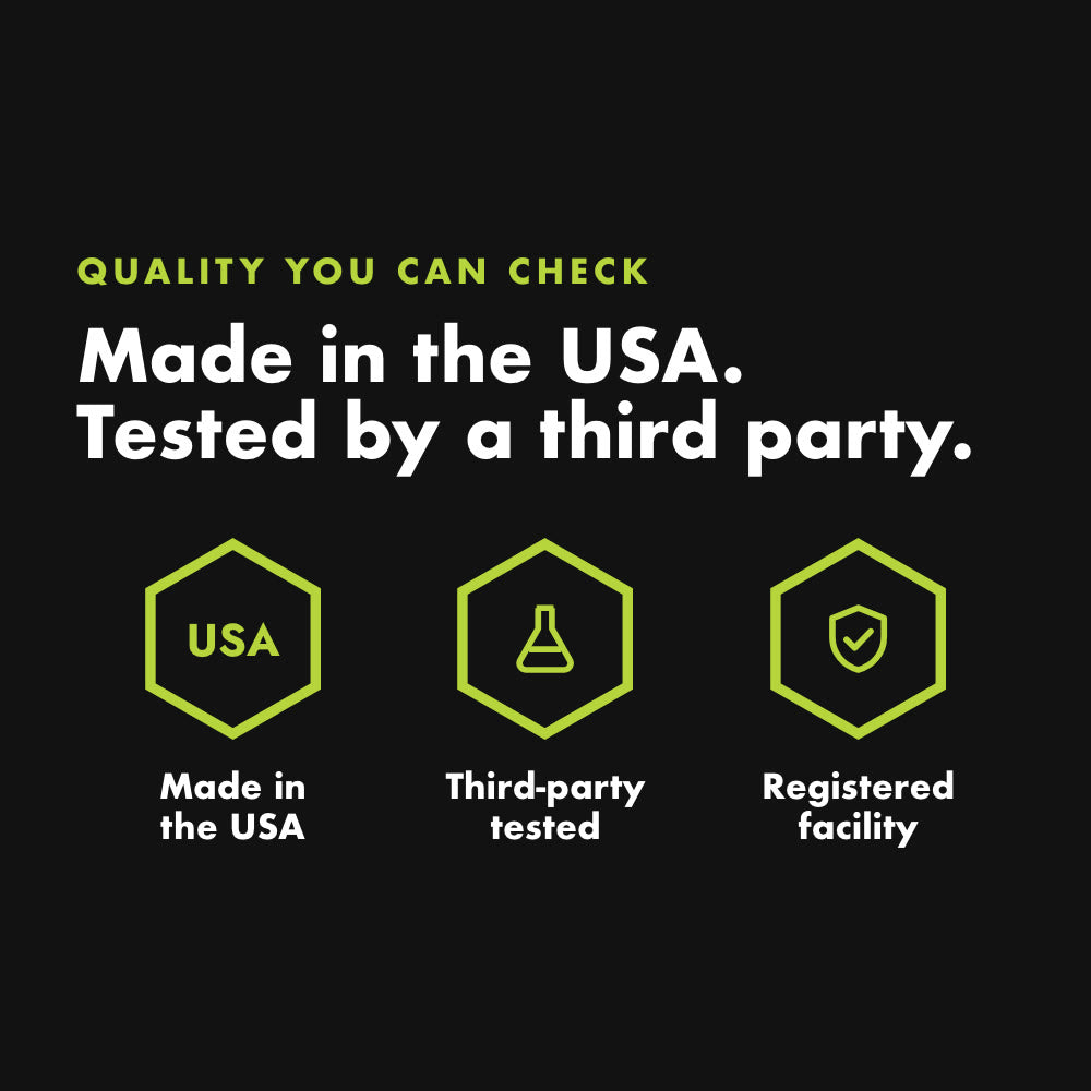 Made in the USA, third-party tested, registered facility