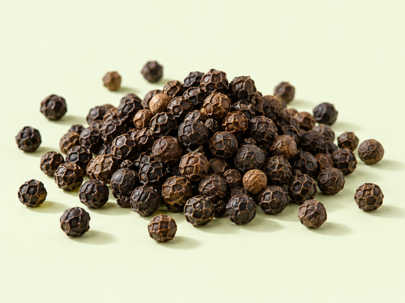 Whole black peppercorns