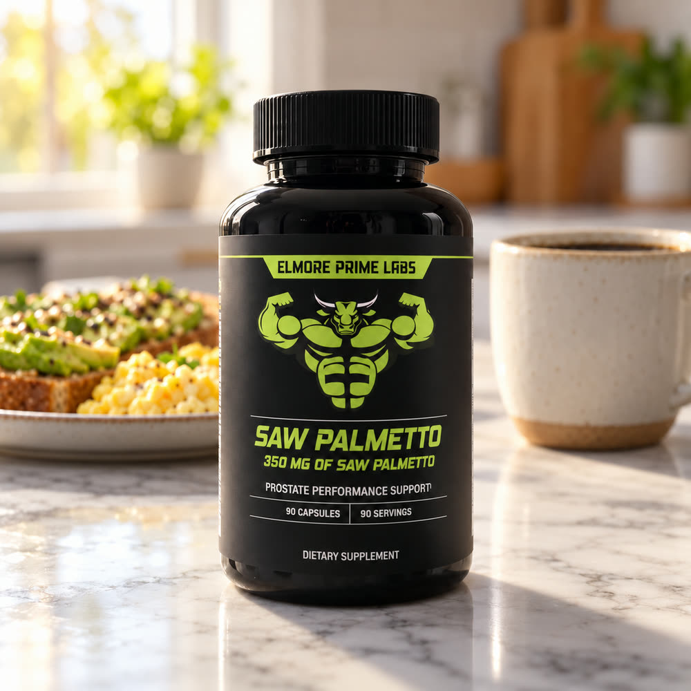 Elmore Prime Labs Saw Palmetto next to breakfast